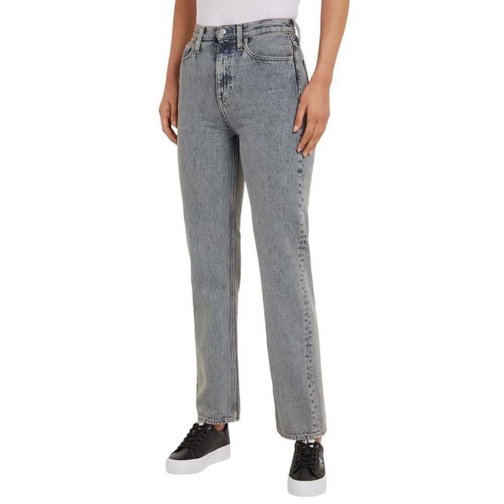 Calvin Klein Jeans Womens Straight Leg Gray Denim Pants Mid Rise 31 $78